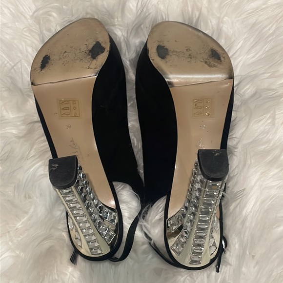 Charles & Keith Collection 39 (8.5) Suede Slingback platforms Crystal bling - Picture 9 of 11